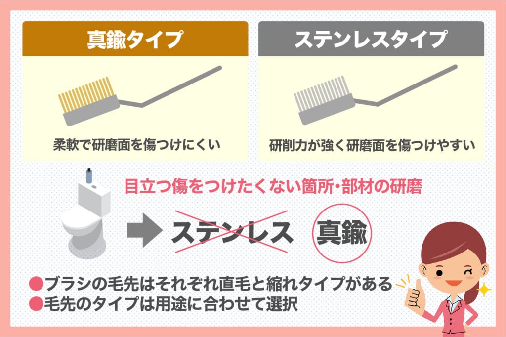 真鍮のワイヤーブラシとステンレスタイプとの違い